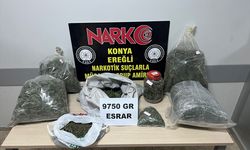Konya'da evin toprak zeminine gömülmüş 9 kilo 750 gram esrar ele geçirildi