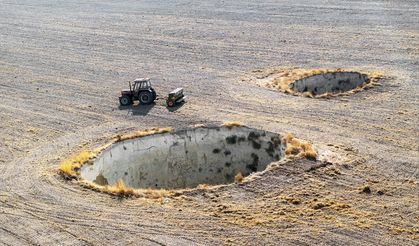 Konya'da 8 obruklu tarlada zorlu ekim mesaisi tamamlandı