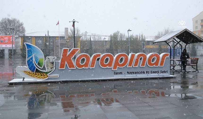 Karapınar'da Nisan ayında kar sürprizi